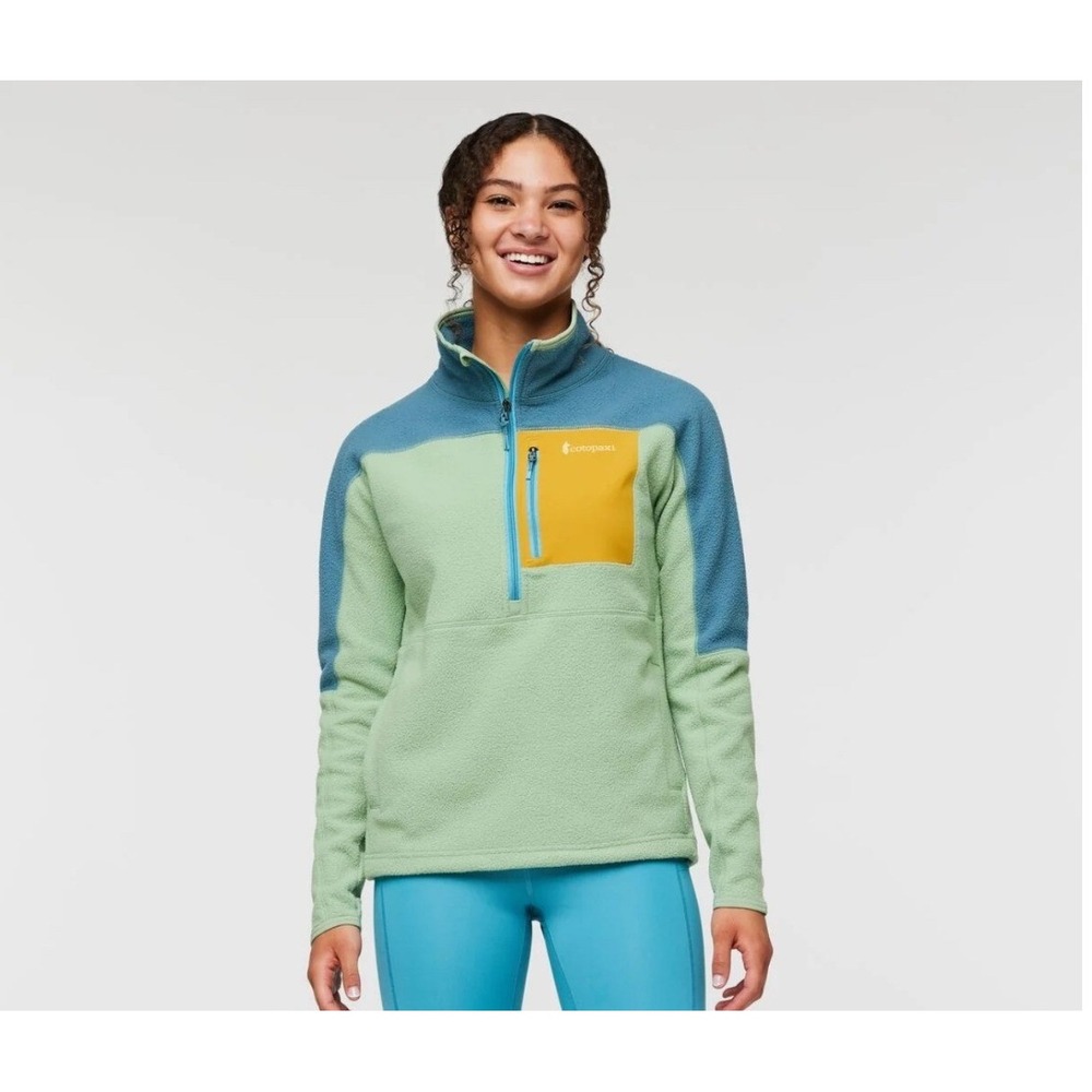Cotopaxi Abrazo Half-Zip Fleece Jacket Green Blue Mustard Yellow Womens Medium